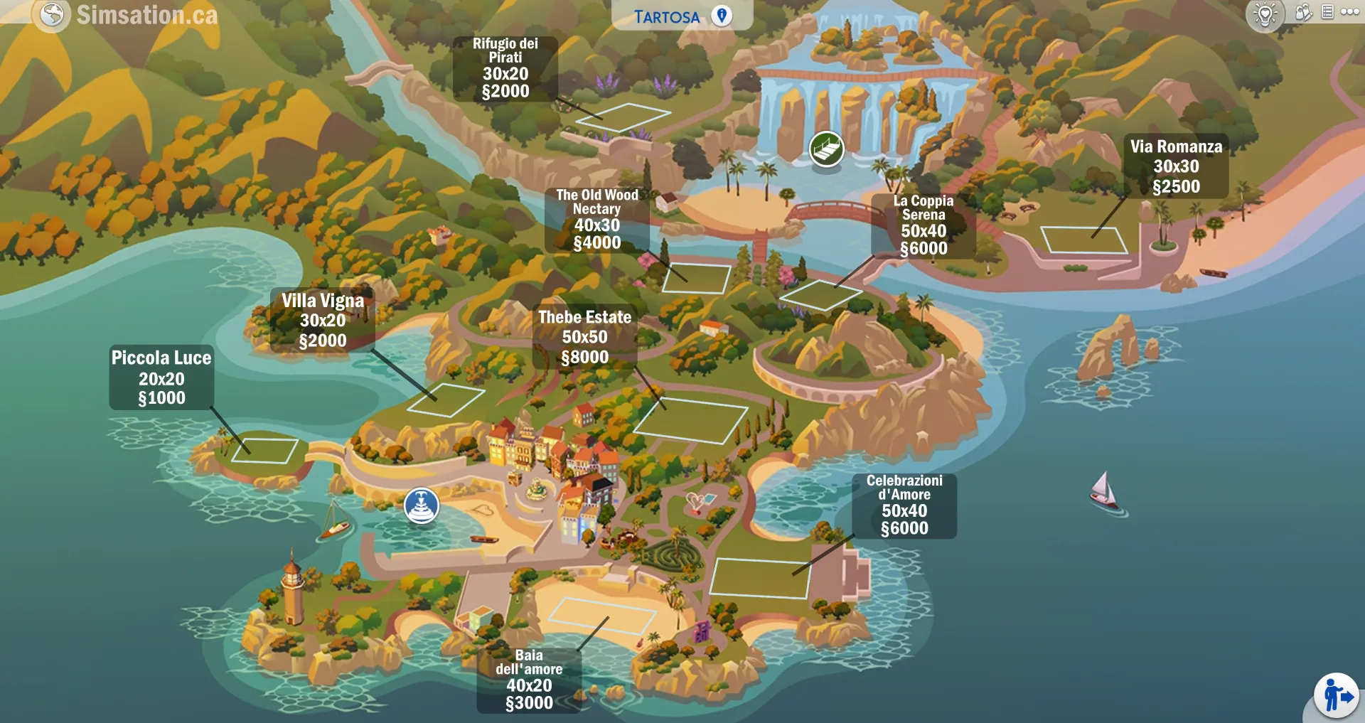 Labelled map of Tartosa showing bulldozed lots